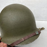 Casque américain USM1 à pontets fixes en cuir marron