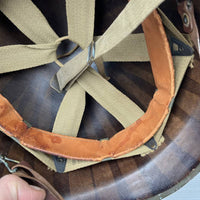 Casque américain USM1 à pontets fixes en cuir marron